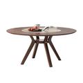 Corrigan Studio® Nordic embedded rock slab turntable circular dining table Wood in Brown/Gray/White | 29.92 H x 62.99 W x 62.99 D in | Wayfair