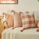 Juste de coussin à glands en lin orange taie d'oreiller décorative pour salon lit chaise canapé