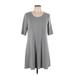 Cable & Gauge Casual Dress - Mini Scoop Neck Short sleeves: Gray Marled Dresses - Women's Size Large