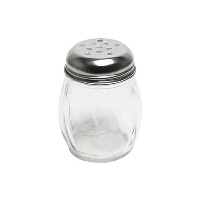 Thunder Group GLTWCS006P 6 oz Cheese Shaker w/ Perforated Top, Glass/Stainless, 6 Ounce Capacity, Swirled Glass Base, Clear