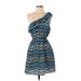 Bar III Casual Dress: Blue Chevron Dresses - Women's Size Small