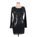 Cocktail Dress - Bodycon Scoop Neck Long sleeves: Black Dresses - Women's Size X-Large