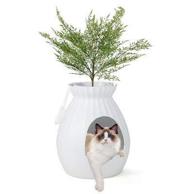 Costway Smart Plant Cat Litter Box with Electronic Odor Removal and Sterilization-White