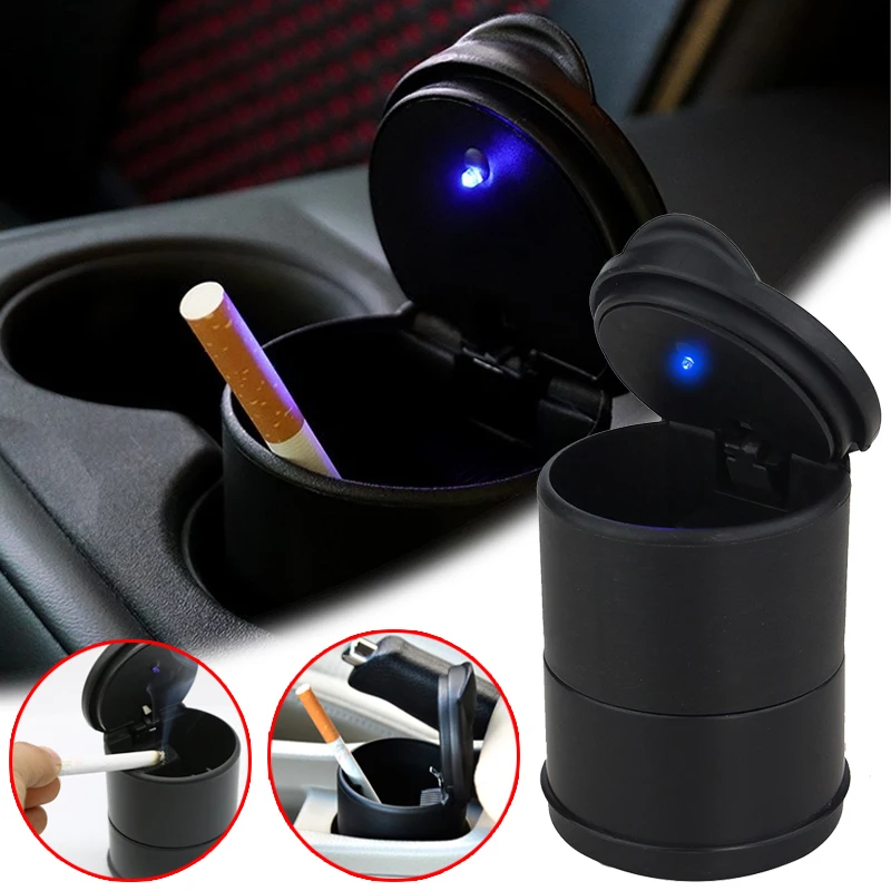 Universal Auto LED Aschenbecher Müll Münze Lagerung Tasse Container Zigarre Aschenbecher Halter Auto Innen Zubehör Auto LED Aschenbecher