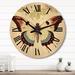 Designart "Vintage Illustration Of Elegant Butterfly I" Animals Butterfly Oversized Wood Wall Clock