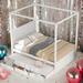 Queen Size Bed Canopy Platform Bed with Twin Size Trundle and Drawers, White