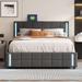 Gray Linen Smart Upholstered Queen Platform Bed: Led Lights, Usb Ports, 4 Drawers