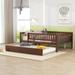 Pine Wood Daybed with Roll-Out Trundle: Fence Guardrails, Space-Saving Design