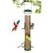 SNYNUXX Metal Bird Feeder Tube Hanging Wild Bird Seed Feeder for Outside Wild Birds Feeder 6 Port Tube Bird Feeder Transparent Finch Feeder with Steel Hanger - Green Bird Seed Feeder