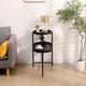 Modern 2-Tier Sofa Side Table Coffee Table for Living Room Metal Frame with Wood Tray End Tables Nightstand