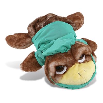 DolliBu Brown Sea Turtle Large Doctor Plush with Scrub Uniform and Cap - 11 inches