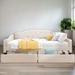 Multifunctional Design Wood Bed Frame Full Size Upholstered Tufted Daybed Bedroom with Two Drawers, Beige