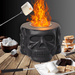 Table Top Firepit Indoor outdoor fire pit 4-Faces Skull firepit tabletop 6-inch Housewarming Gift 2-Forks Smores Fire Pit Table top birthday gifts desk mini fireplace (DELYGA Black Edition)