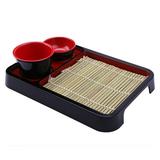 Cold Noodle Plate with Bamboo Mat Wooden Tray Sushi Rice Bowl Dish Plastic Food Soba