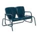 Afuera Living Modern Metal Outdoor Loveseat Glider in Navy Gloss