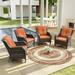 Meetleisure Patio Wicker Outdoor Lounge Chair with Cushion(Set of 4) Orange