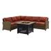 Afuera Living 5 Piece Patio Fire Pit Sectional Set in Brown and Sangria