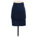 BCBGMAXAZRIA Casual Bodycon Skirt Knee Length: Blue Solid Bottoms - Women's Size Small