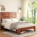 Vintage Brown Full Bed Frame Headboard and Charging Station, Wood Platform Bed