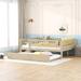 Pine Wood Daybed with Roll-Out Trundle: Fence Guardrails, Space-Saving Design