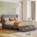 Gray Elegant Velvet Storage Platform Bed, Big Drawer, Headboard