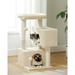 Abewoo Cat Trees and Towers 31.5 Cat Tree Condo with Scratching Posts and Large Top Perch Cat Furniture Play House for Kittens and Medium Cats (Beige)