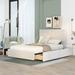 Velvet Upholstery Platform Bed, Adjustable Headboard