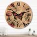 Designart "Vintage Illustration Of Romantic Pink Butterfly" Animals Butterfly Oversized Wood Wall Clock