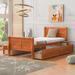 Oak Twin Size Solid Wood Platform Bed: 4 Drawers, Streamlined Head/Footboard, Space-Saving, Durable Construction
