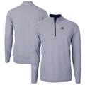 Men s Cutter & Buck Navy/White New York Yankees Virtue Eco Pique Micro Stripe Big & Tall Recycled Quarter-Zip Pullover