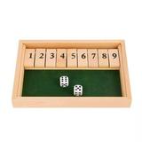 Amusing Educational Toys 4 Players 4 Sided 10 Number Flaps & Dices Game Dice Board Game Shut The Box Wooden STYLE 1-GREEN