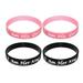 4PCS Couple Silicone Bracelet Black Pink Silicone Bracelet Romantic Letters Printed Wristbands Valentine Day Silicone Wrist Decor for Women Men Wearing Black+Pink Style 1