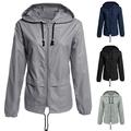 Fashion Thin Section Ladies Waterproof Clothing Hooded Drawstring Outdoor Hiking Rain Jacket