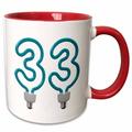 Number Thirty Three as an energy saving colored light bulb 11oz Two-Tone Red Mug mug-165681-5