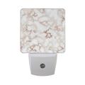 White Marble with Gold Night Light LED Dusk to Dawn Night Lamp Auto Sensor Plug-in Nightlight for Bedroom Hallway Kitchen Set of 2