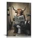 EastSmooth Funny Highland Cow Bathroom Wall Art Prints Vintage Black and White Rustic Style Cute Bathroom Cow Canvas Art Poster for Bathroom Restroom Decoration Farmhouse Wall Decor