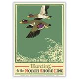 Hunting by the North Shore Line - Mallard Ducks - Chicago North Shore and Milwaukee Railroad - Vintage Travel Poster by Oscar Rabe Hanson c.1923 - Master Art Print 10in x 14in