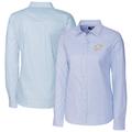 Women's Cutter & Buck Light Blue Houston Astros City Connect Oxford Stripe Stretch Dress Shirt
