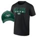 Men's Fanatics Branded Black/Green New York Jets T-Shirt & Adjustable Hat Combo Pack