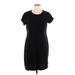 Gap Casual Dress - Shift Crew Neck Short sleeves: Black Solid Dresses - Women's Size Large