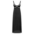 Women's Black Long Luxury Satin Nightdress With Lace Medium X Intima
