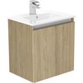 Newland Double Door Slimline Wall Hung Vanity Unit With Basin Natural 500mm in Oak MFC