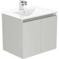 Newland Double Door Wall Hung Vanity Unit With Basin Pearl 600mm in Grey MFC