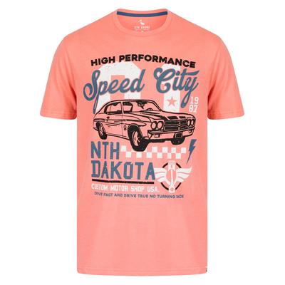 T-Shirts Speed City Motif Cotton Jersey T-Shirt in Peach Blossom - South Shore / L - Tokyo Laundry