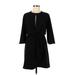 Topshop Casual Dress - Mini Crew Neck 3/4 sleeves: Black Print Dresses - Women's Size 6