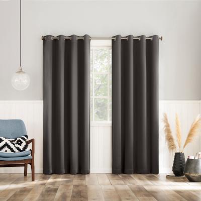 Sun Zero™ 2-Pc. Brandon Magnetic Closure Grommet Curtain Panel by BrylaneHome in Grey (Size 108