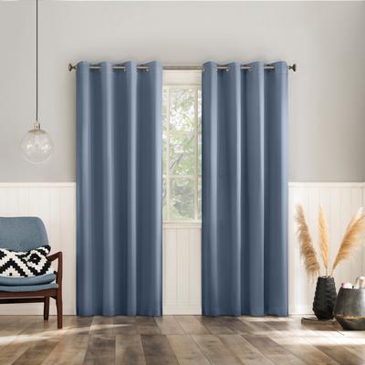 Sun Zero™ 2-Pc. Brandon Magnetic Closure Grommet Curtain Panel by BrylaneHome in Vintage Blue (Size 108"W 96" L)