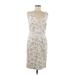 Ann Taylor Casual Dress - Party V Neck Sleeveless: Ivory Leopard Print Dresses - Women's Size 6