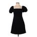 Nasty Gal Inc. Casual Dress - Mini Square Short sleeves: Black Print Dresses - Women's Size 6