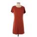 Veronica M. Casual Dress - Mini Crew Neck Short sleeves: Brown Solid Dresses - Women's Size X-Small